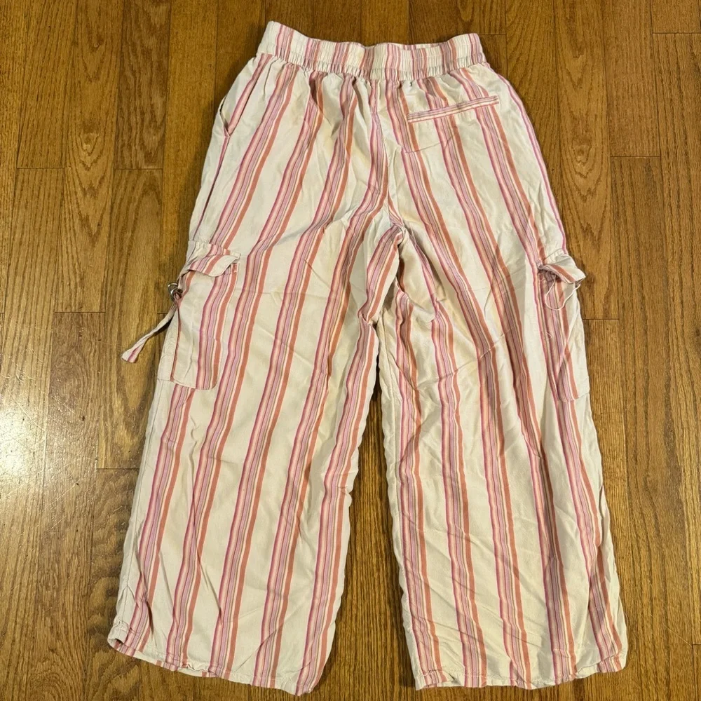 American Eagle Outfitters Pink and Cream Striped Pants Womens Size S - Picture 2 of 6